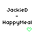 Pixelated text displays "JackieD" above "HappyMeal" with a green heart icon below, showing animation change in heart shape.