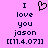 Pixelated text and heart symbol on pink background with identical static and animated versions.