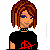 Pixel art contact sheet showing three frames of a punk-themed animated buddy icon with red text "Punk is not Dead!" on black background and character wearing black shirt, blue jeans, choker necklace, and brown hair.