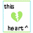 A pixelated green broken heart icon with black text fragments arranged in a , each frame showing different partial phrases
