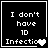 Four black square with white text and pixelated heart symbols, each displaying "I don't have 1D" above "Infection" with a heart symbol