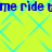 Blue text reading 'me ride me ride' repeats across a bright yellow background with light blue diamond-shaped lines