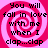 A static image with a pink and white spiral background displaying the text "You will fall in love with me when I clap...clap" in black pixelated font.