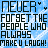 Pixelated text-based buddy icon with blue background and pink/black lettering arranged in a contact sheet layout showing three animation frames.