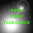 Green pixelated text 'rawr rawr nickolaos' over a grayscale gradient background with a bright central light effect.