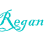 Pixelated cyan text 'Regan' on white background with partial letter fragments extending leftward.