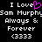 Pixelated text on black background with pink heart symbol replacing 'o' in 'Love', repeated twice side-by-side.