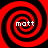 Four identical red and black spiral patterns arranged in a , each containing the text 'matt' at its center