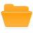 Pixelated orange folder icon with rounded top-left corner, horizontal white stripe across middle, and subtle gradient shading on gray background.