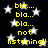 Black background with white stars and yellow text repeating 'bla...' and 'not listening!!' in a pattern