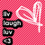Pixelated icon with vertical text 'Iv', 'Lough', 'Lyk', 'Q' on left against pink checkered background, white swirling line on right.