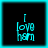 Cyan text on black background reads "I love ham" with slight pixel distortion across four