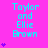 A static image with a bright pink background displays repeated text "Taylor and Ellie Brown" in cyan, accompanied by purple heart symbols.