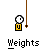 Pixel art character with yellow body and white face, shown in multiple states including question mark, pointing, and various headwear, with red accents on some frames.