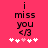 Pixelated text 'i miss you <3' on bright pink background with white and light pink hearts below.