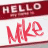 Animated contact sheet showing two frames of a buddy icon with red text 'HELLO' and stylized 'Mike' against white background, displaying color shift animation between frames.