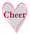 A static pixelated heart icon with a pink outline and gray fill, featuring the word 'Cheer' in red text across its center.