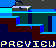 Pixel art animation of a character with red hair and blue clothing running across platforms above water, repeating in horizontal