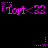 A black background displays repeating pink text 'Tort<33' with star and dot animations. The top shows static text while lower animate stars and dots above the text