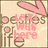 Pixelated icon with pink text reading 'lexa was here' and 'megan was here' over a beige background with brown floral patterns and pink leaf shapes.