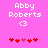 Pixelated text 'Abby Roberts' and '(3)' on pink background with red heart symbols below, showing animation change in heart colors.