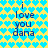 Pixelated text 'i love you dana' on a heart-patterned background with two color variations.
