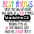 six distinct buddy icons featuring text, symbols, and characters with varied backgrounds