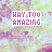 A static image with a repeating pattern of 'HAY TIO AMAZING' text over a textured background blending purple and green hues.