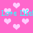 Pink background with scattered light pink hearts and repeated cyan text reading "Love Life!" in pixelated font.
