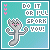 Pixelated spork character with pink cheeks and eyes, holding a forked utensil in raised hands against teal background with text "DO IT OR I'LL SPORK YOU!".