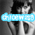 Two side-by-side show a woman in black-and-white and color; the black-and-white has a blue text overlay, the color has a pink text overlay