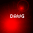 Four red-toned display 'DAWG' text with shifting light effects and circular glows in different positions