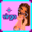 Pixelated image of a woman with long brown hair wearing large hoop earrings and a pink dress, standing next to the word 'virgo' on a light purple background.