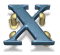 A blue X-shaped icon with golden circular accents rotates clockwise on a gray background.