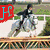 six horse-themed images with red and cyan letter overlays, showing various horse poses and riders