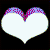 Pixelated heart-shaped icons with purple and white color scheme, some featuring dotted patterns and a jar-like shape, displayed in a