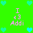 Green background with repeating pink text 'I <3 Addi' and alternating cyan heart icons arranged in a pattern