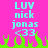 Pixelated cyan text on bright pink background with green flame-like shapes at bottom, showing 'LUV nick jonas <33' repeated twice.