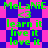 Green text on pink and blue checkered background with repeated phrases 'MeLaNiE', '<3', 'learn it', 'live it', 'love it' in pixelated font.