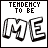 nine showing evolving 'ME' text styles with 'TENDENCY TO BE' above each, varying from bold blocky to thin script and pixelated forms