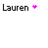 A static contact sheet of three identical AIM buddy icons showing the name 'Lauren' with a pink heart symbol, arranged in a 2x2 grid on a gray background.