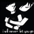 Pixelated white shapes on black background with text reading 'please don't let go. x3' in pixel font.