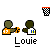 Pixelated basketball-themed icon showing two figures with orange jerseys numbered 15, one holding a basketball, under a basketball hoop with a checkered backboard, labeled 'Louie' below.