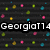 Pixelated icon with colorful dots on dark background, text "GeorgiaT14", and blue abstract pattern with "best!".