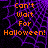 Pixelated orange text reads "Can't Wait For Halloween!" over a purple spiderweb pattern on black background.