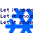Blue snowflake icons with 'Let it snow' text repeated in dark blue pixelated font on white background, arranged in two of four