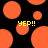 Pixelated orange circles float on black background with two yellow 'YEP!!' text blocks.