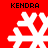 Four white snowflake icons on a red background with black text reading KENDRA above each icon.