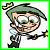 Pixelated cartoon character with green hair and glasses holding a small object, next to text reading 'Philip' above a circular gray icon.