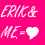 Pixelated pink background with white text and symbols: 'ERK&' above '#L=❤️'